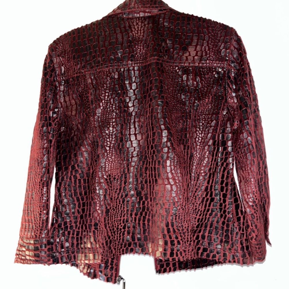 Ruby Rd Brown Leather Jacket with Textured Finish - Picture 3 of 3
